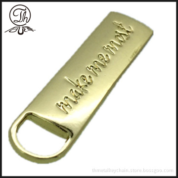 Gold engraved logo Zipper head metal